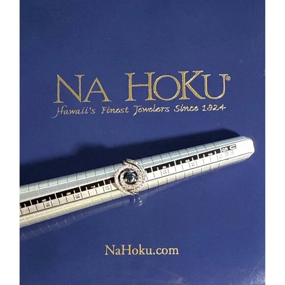 Na Hoku 14K Gold Fancy Blue Diamond Halo Engagement Ring & Wedding Band Set - Picture 13 of 15